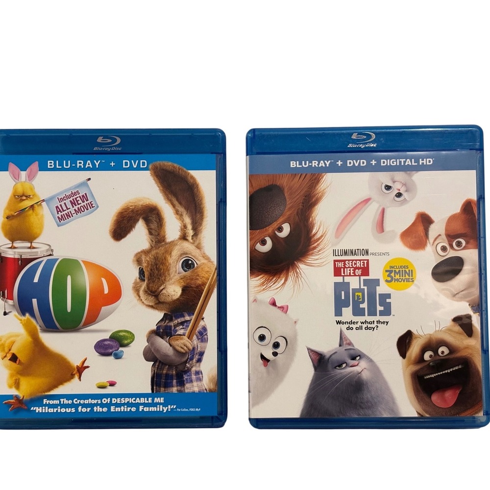 Illumination  Blu-ray 3 DVD Children‎ movies Secret Life of Pets Hop Minions EUC